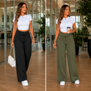 (Compre 1 e Leve 2) Calça Pantalona Julie em Malha de Seda Gelo e Poliéster
