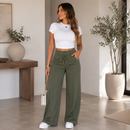 (Compre 2 e Leve 3) Calça Pantalona Julie em Malha de Seda Gelo e Poliéster