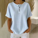 (Compre 1 Leve 2) Blusa Euddora Com Listras Delicadas e Botões Frontais