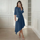 Conjunto Larisse em Viscose Texturizada, Blusa de Ombro Único e Saia de Caimento Fluido