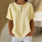 (Pague 1 Leve 2) Blusa Euddora Com Listras Delicadas e Botões Frontais