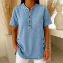 Blusa Jeans Calenny™ Com Acabamento Estonado e Caimento Soltinho