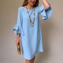 Vestido Lorena com Mangas Amplas em Babados e Caimento Fluido