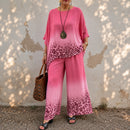 Conjunto Montes com Estampa Animal em Degradê, Blusa Assimétrica e Modelagem Ampla