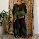 Conjunto Montes com Estampa Animal em Degradê, Blusa Assimétrica e Modelagem Ampla