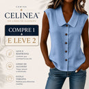 (Compre 1 Leve 2) Camisa Celinea em Linho de algodão Com Gola Elegante e Botões Frontais